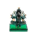 Lightcamp.in-God Ganesh Sitting with Base Statue (Murti) Idol Showpiece Handmade of Crystal Glass by for Worship, Decoration, Car Dashboard, Gift (Dark Green), Small, 5L x 5W x 6.5H Centimeters