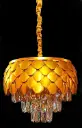 Lightcamp.in-Crystal Chandelier, 40 cm Gold Pineapple Design, Pendant Light Fixture for Dining Room, 3 Tier-K9 Grade Glass Crystal Chandelier with 3 Color.