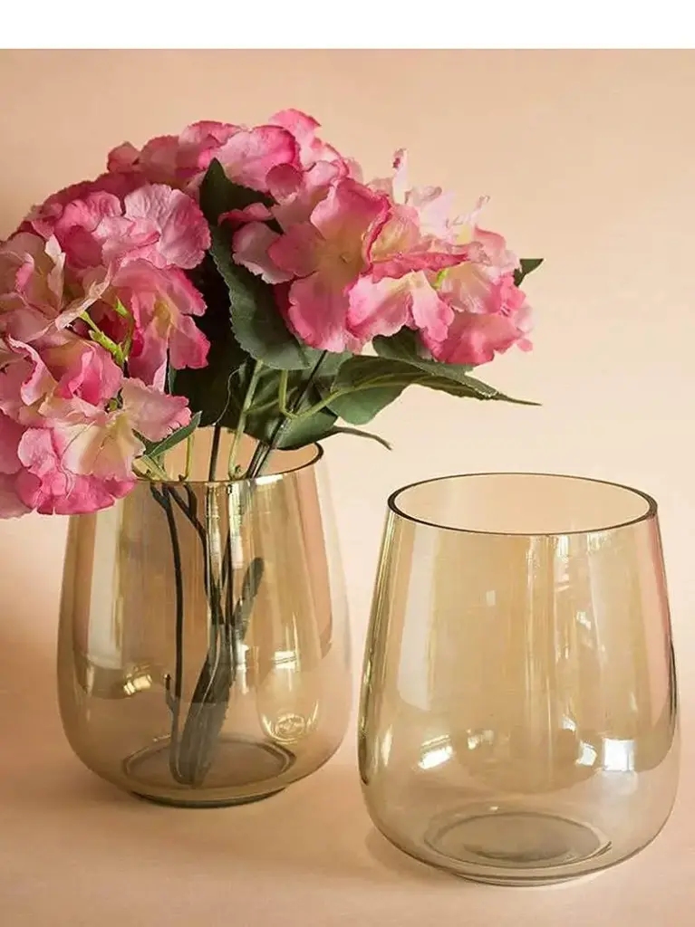 Glass Flower Vase Amber Color Home Decor Vase (8 x 8 inch, Amber) (copy)